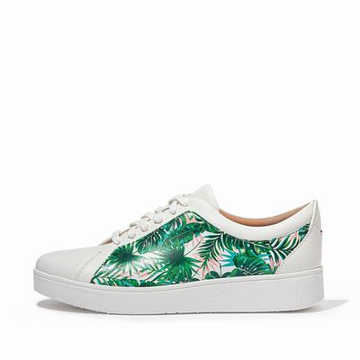 Fitflop Women's RALLY Jungle Print Leather Sneakers - White, UZ7391425
